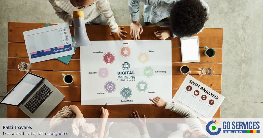 Professionista analizza dati e strategie di web marketing su computer per migliorare la comunicazione digitale